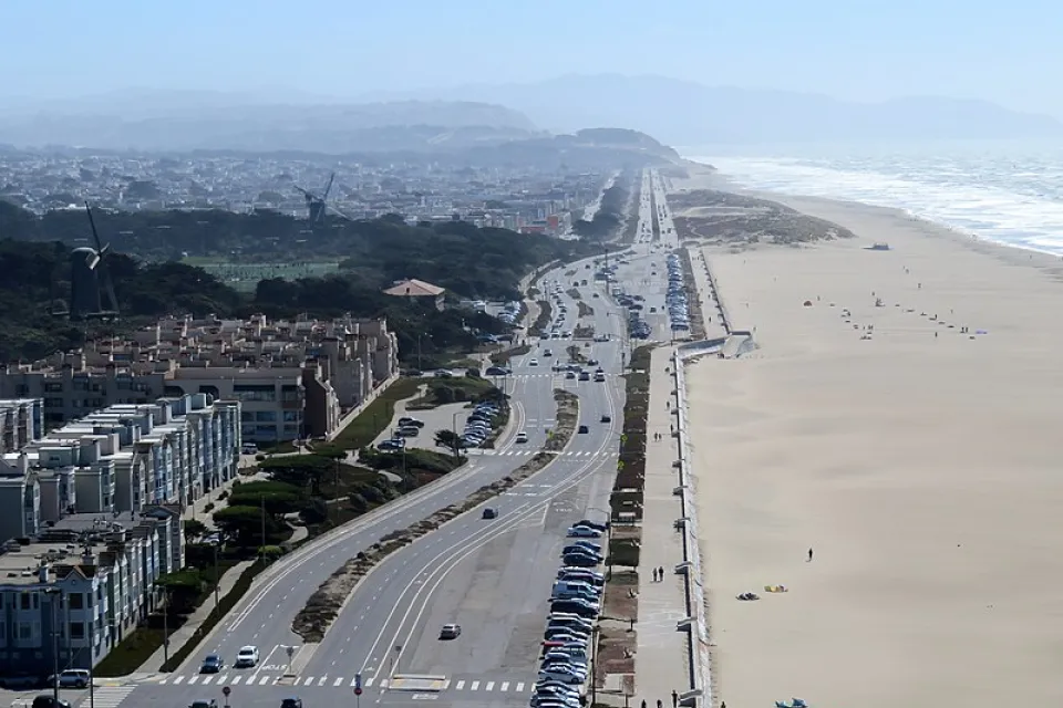 Aerial view of the Great Highway, San Francisco